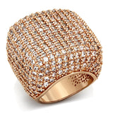 Rose Gold Brass Ring with AAA Grade CZ  in Clear