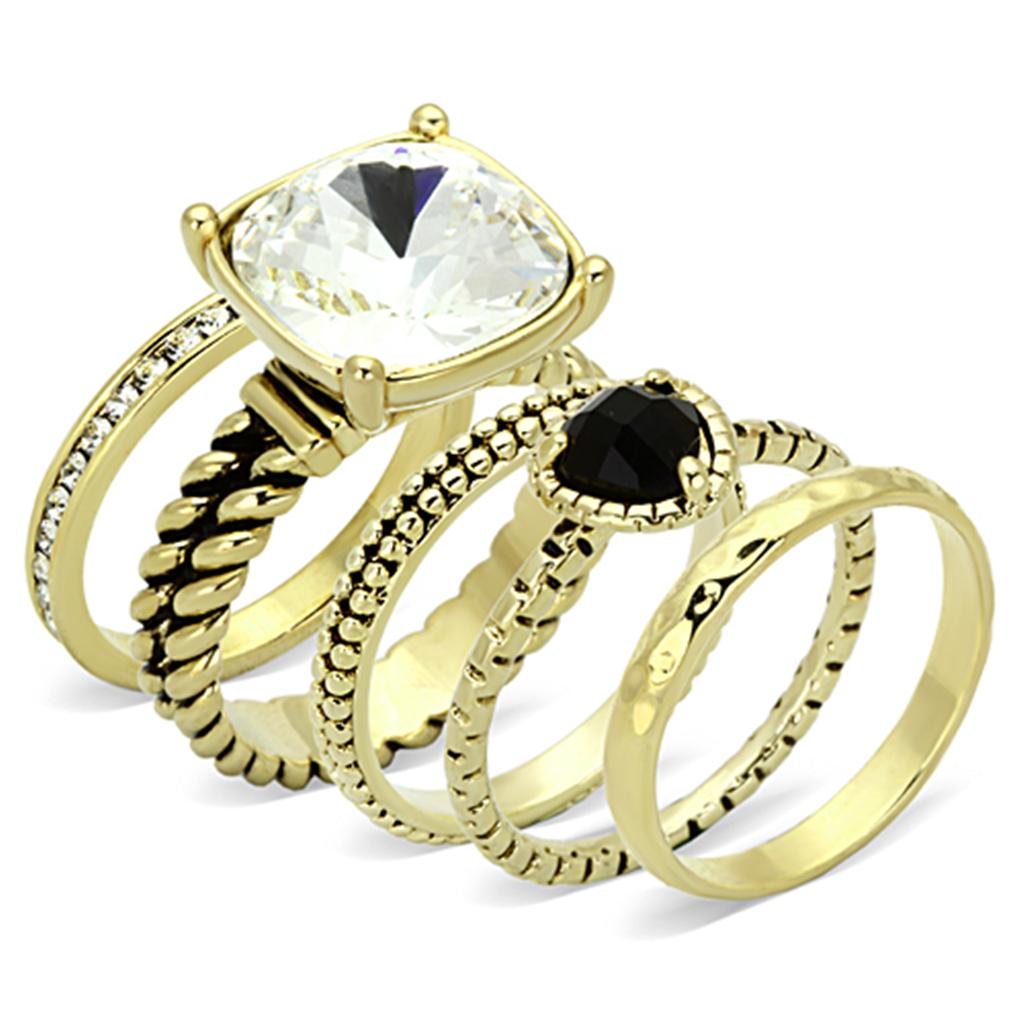 Gold Brass Ring with Top Grade Crystal  in Clear