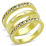 Gold Brass Ring with Top Grade Crystal  in Clear