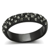 TIN Cobalt Black Brass Ring with Top Grade Crystal  in Black Diamond