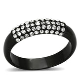 TIN Cobalt Black Brass Ring with Top Grade Crystal  in Clear