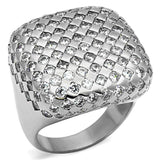 Rhodium Brass Ring with AAA Grade CZ  in Clear