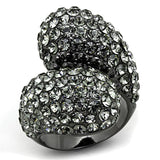 TIN Cobalt Black Brass Ring with Top Grade Crystal  in Black Diamond
