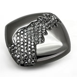TIN Cobalt Black Brass Ring with Top Grade Crystal  in Black Diamond