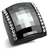 TIN Cobalt Black Brass Ring with Top Grade Crystal  in Black Diamond