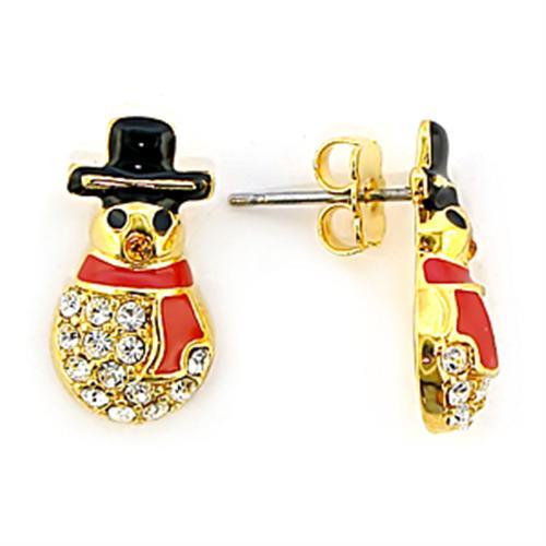 Gold Brass Earrings with Top Grade Crystal  in Topaz