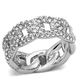 Rhodium Brass Ring with Top Grade Crystal  in Clear