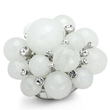 Rhodium Brass Ring with Synthetic Synthetic Glass in White