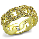 Gold Brass Ring with Top Grade Crystal  in Light Smoked