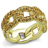 Gold Brass Ring with Top Grade Crystal  in Smoked Quartz