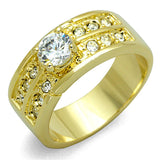 Gold Brass Ring with AAA Grade CZ  in Clear