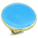 Gold Brass Ring with Epoxy  in Sea Blue