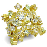 Gold Brass Ring with AAA Grade CZ  in Clear