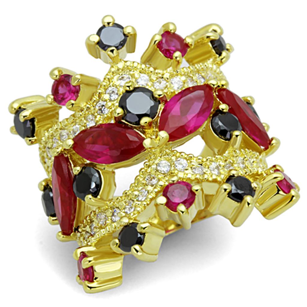 Gold Brass Ring with AAA Grade CZ  in Multi Color