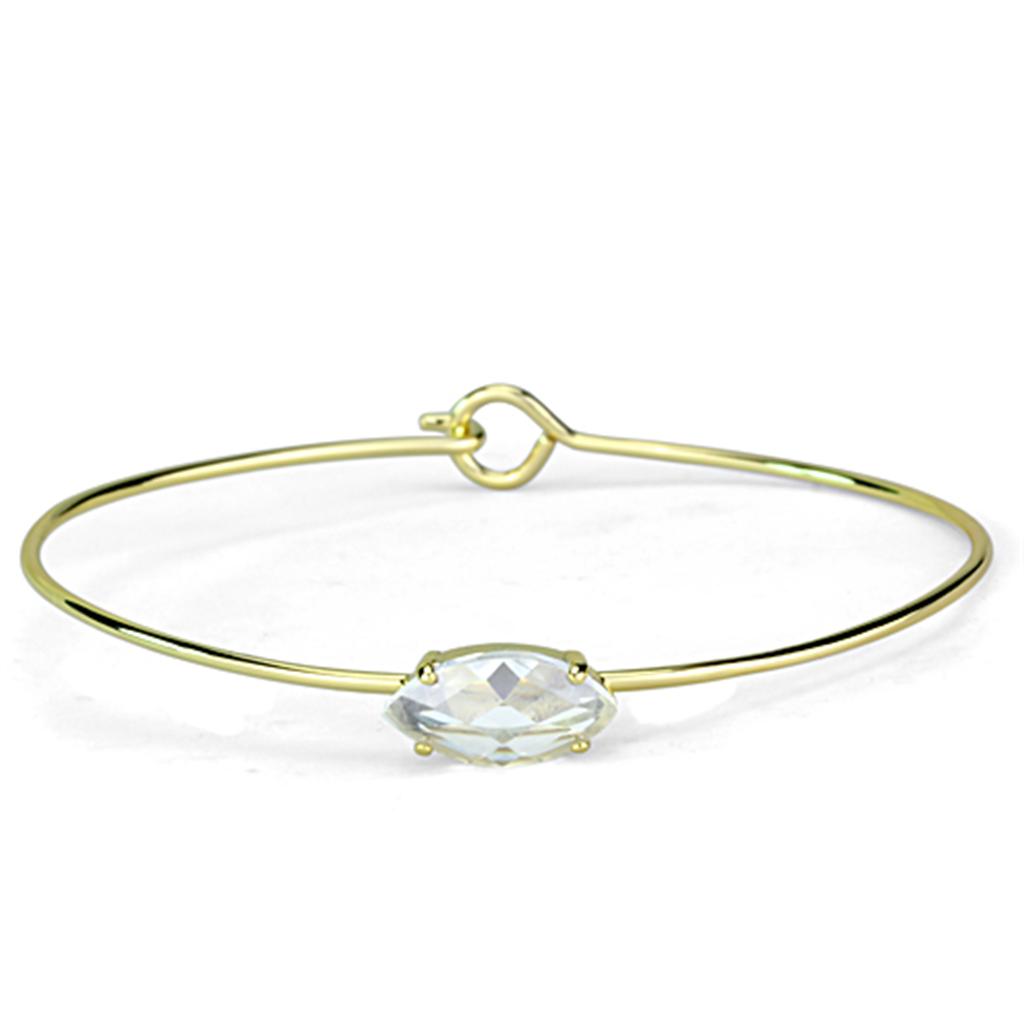 Gold Brass Bangle with AAA Grade CZ  in Clear