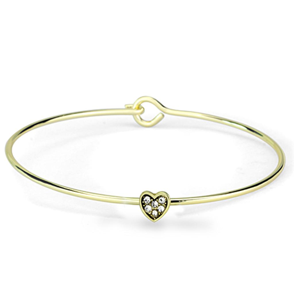 Gold Brass Bangle with Top Grade Crystal  in Clear