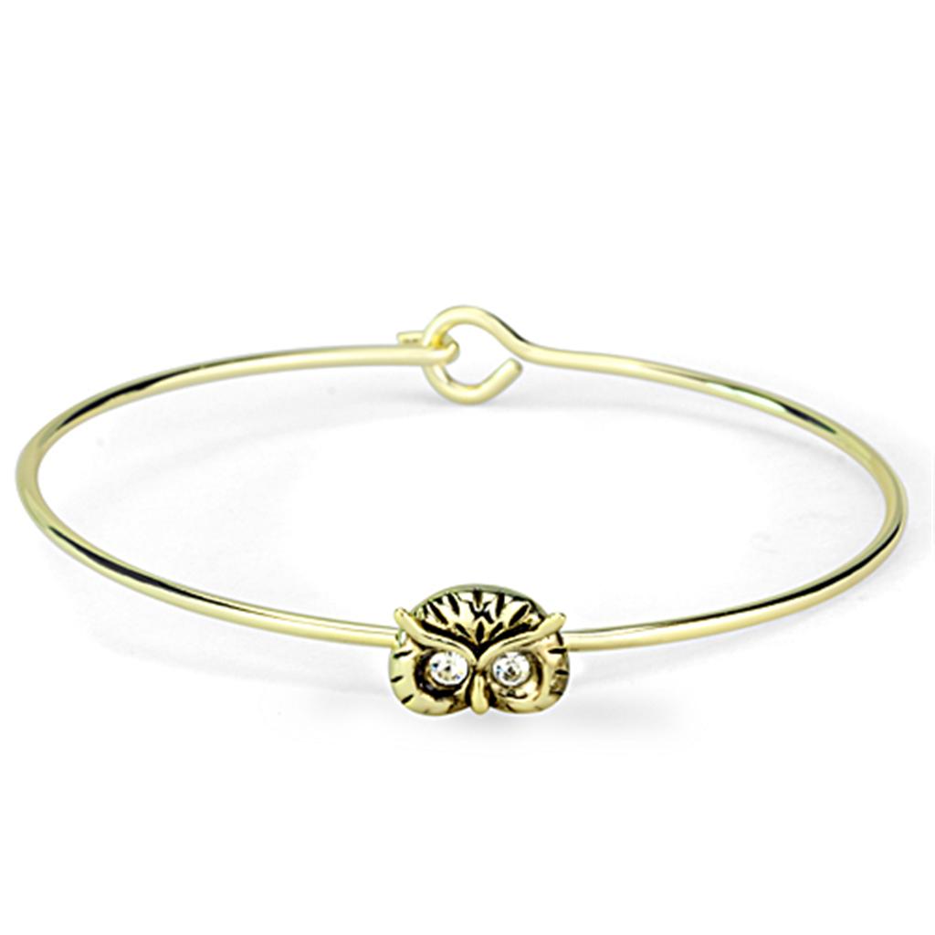 Gold Brass Bangle with Top Grade Crystal  in Clear