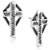 Rhodium Brass Earrings with Top Grade Crystal  in Black Diamond