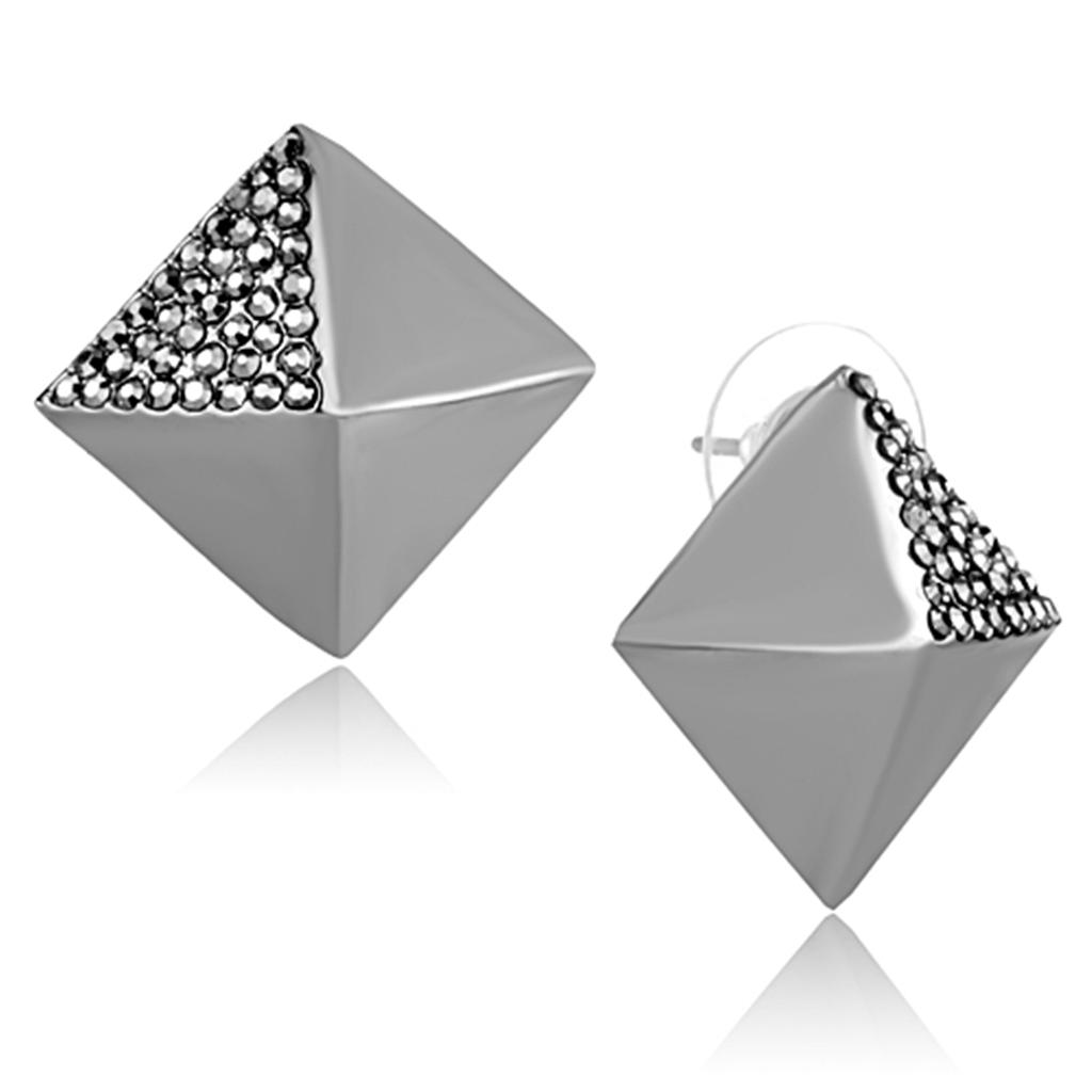 Ruthenium Brass Earrings with Top Grade Crystal  in Hematite