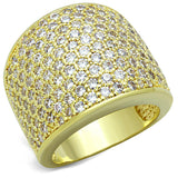 Gold Brass Ring with AAA Grade CZ  in Clear