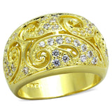 Gold Brass Ring with AAA Grade CZ  in Clear