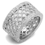Rhodium Brass Ring with AAA Grade CZ  in Clear