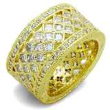 Gold Brass Ring with AAA Grade CZ  in Clear