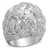 Rhodium Brass Ring with AAA Grade CZ  in Clear