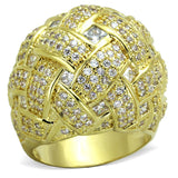 Gold Brass Ring with AAA Grade CZ  in Clear
