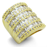 Gold Brass Ring with AAA Grade CZ  in Clear