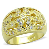 Gold Brass Ring with AAA Grade CZ  in Clear