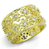 Gold Brass Ring with AAA Grade CZ  in Clear