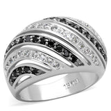Rhodium + Ruthenium Brass Ring with AAA Grade CZ  in Black Diamond