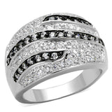 Rhodium + Ruthenium Brass Ring with AAA Grade CZ  in Clear