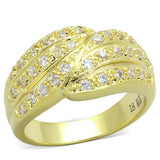 Gold Brass Ring with AAA Grade CZ  in Clear