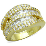 Gold Brass Ring with AAA Grade CZ  in Clear