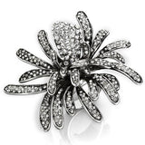 Rhodium Brass Ring with Top Grade Crystal  in Clear