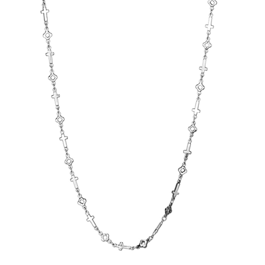 Rhodium Brass Necklace with No Stone