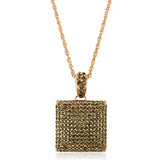 Rose Gold Brass Chain Pendant with Top Grade Crystal  in Smoked Quartz