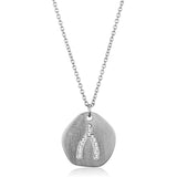 Rhodium+Brushed Brass Chain Pendant with Top Grade Crystal  in Clear