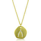 Gold & Brush Brass Chain Pendant with Top Grade Crystal  in Clear