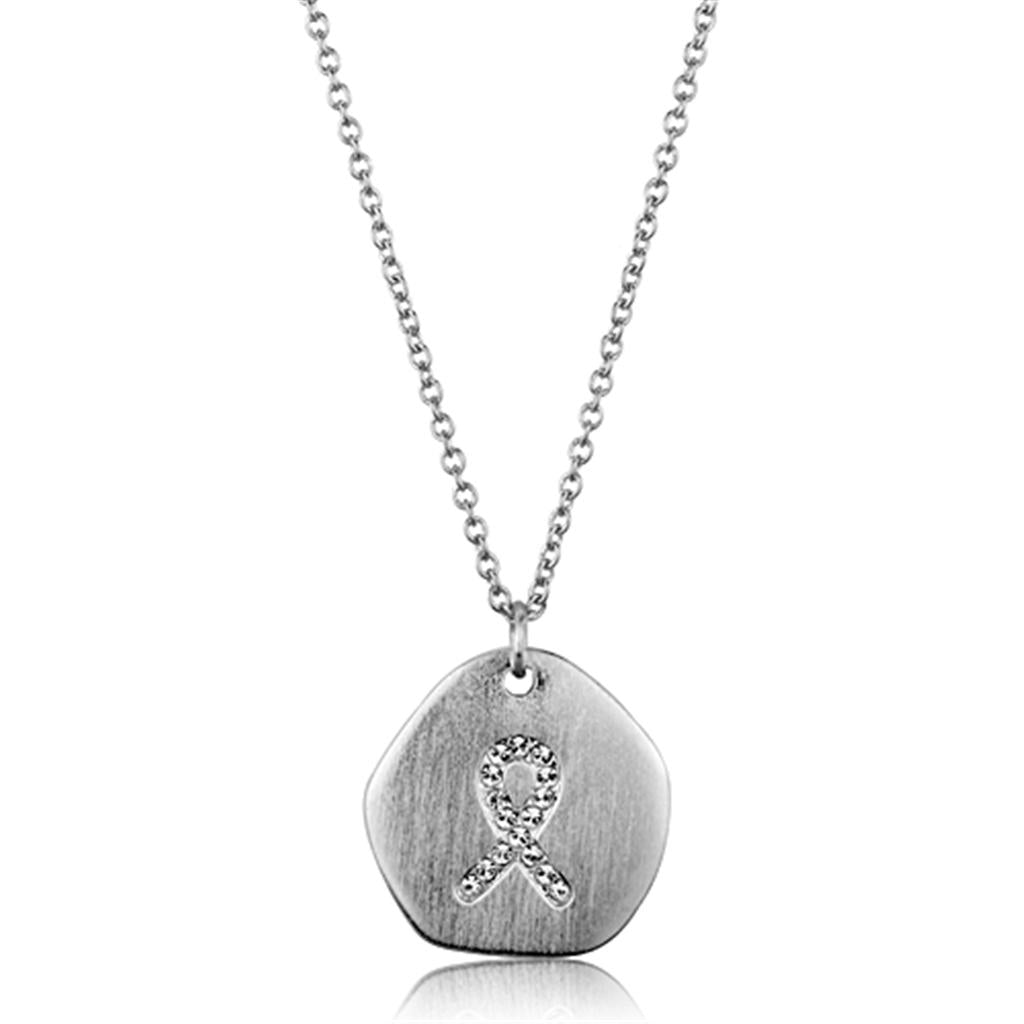Rhodium+Brushed Brass Chain Pendant with Top Grade Crystal  in Clear