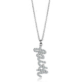 Rhodium Brass Chain Pendant with Top Grade Crystal  in Clear