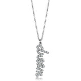 Rhodium Brass Chain Pendant with Top Grade Crystal  in Clear