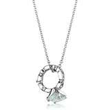 Rhodium Brass Pendant with AAA Grade CZ  in Clear