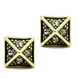 Flash Gold Brass Earrings with Top Grade Crystal  in Clear
