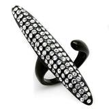 IP Black(Ion Plating) Stainless Steel Ring with Top Grade Crystal  in Clear