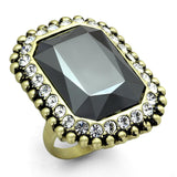 Gold & Brush Brass Ring with Top Grade Crystal  in Hematite