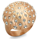 Rose Gold Brass Ring with Top Grade Crystal  in Clear