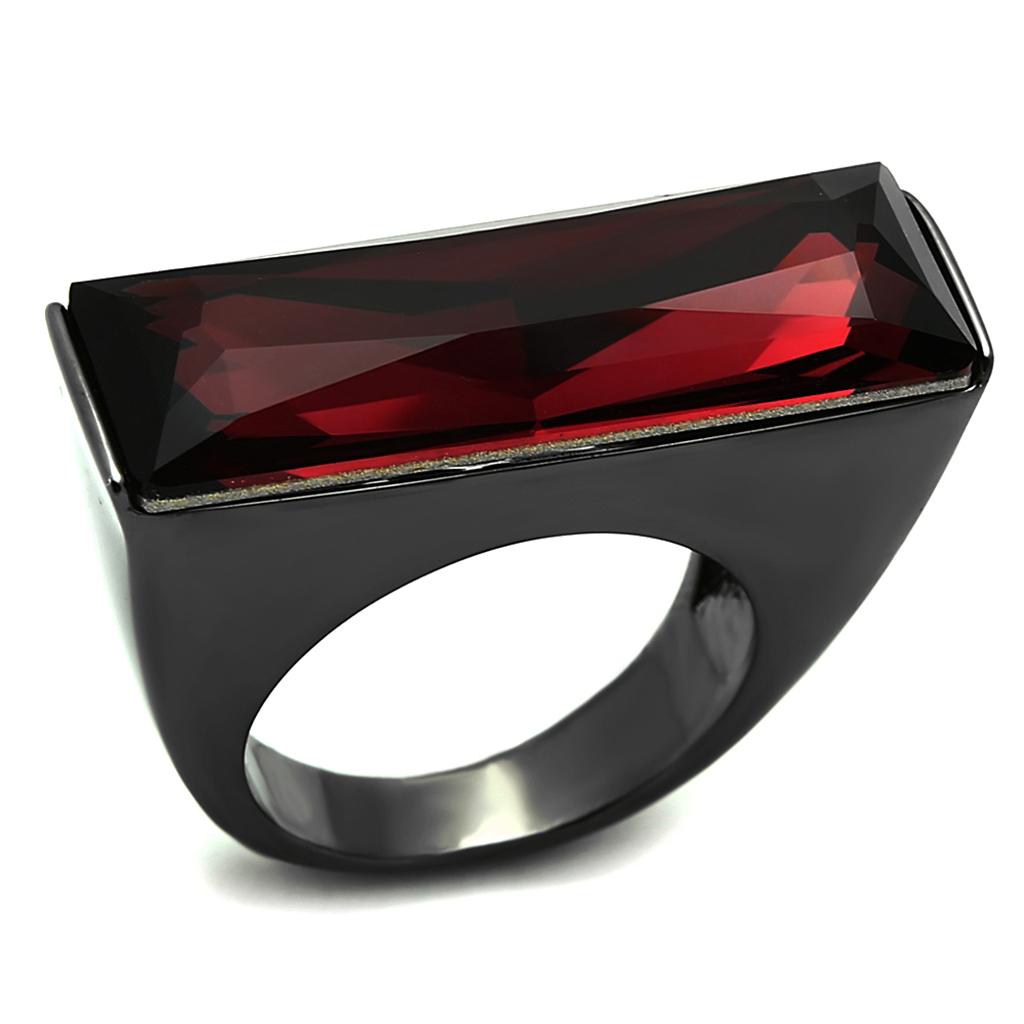 TIN Cobalt Black Brass Ring with Top Grade Crystal  in Siam